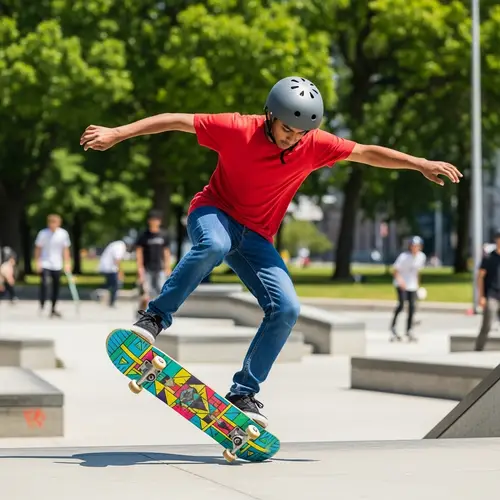 Young South Asian Male Skateboarder Performing Trick