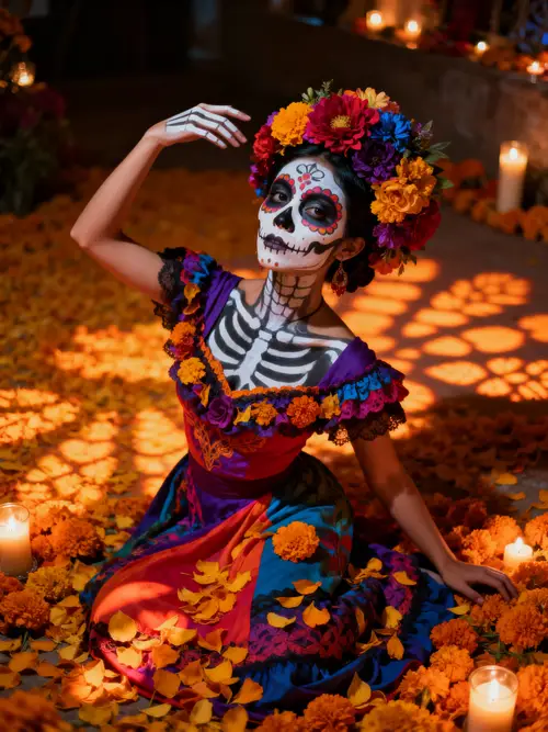 Vibrant Catrina Costume for Day of the Dead