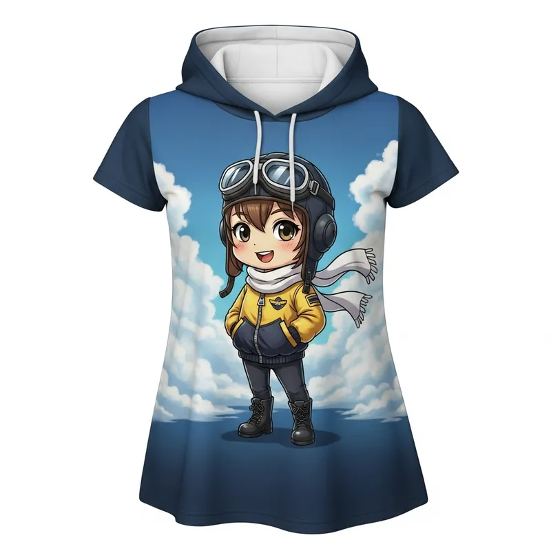 Charming Chibi Pilot Clothing for Young Ladies