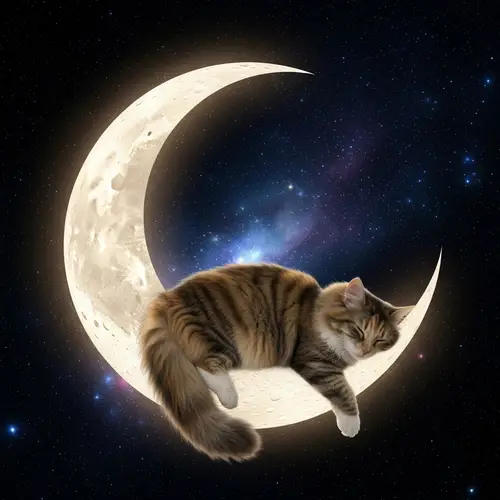 Cat Lying on the Moon