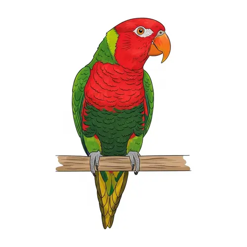 Brightly Colored Parrot Drawing - Vibrant Feathers Illustration