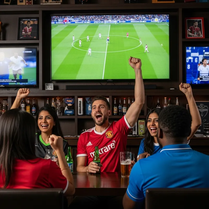 Exciting Football Fans Watch Premier League at Dynamic Sports Bar