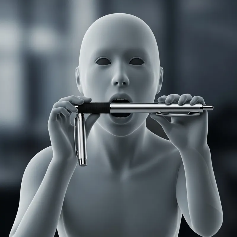 Ghost Eating Pen | Surreal Spectral Figure Action