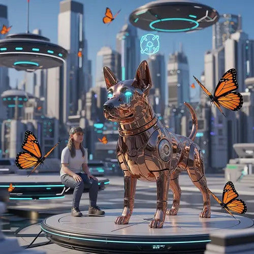 Futuristic Dog: Techno-Utopian Canine with Artificial Intelligence