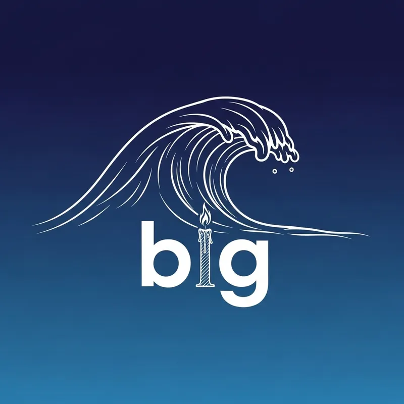 Big Wave Logo Design | Blue Background | Candlestick 'I'