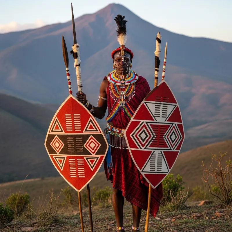 Traditional Kikuyu Warrior in Central Highlands of Kenya