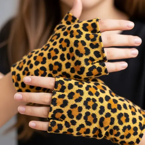 Leopard Print Fingerless Gloves for Stylish Hands