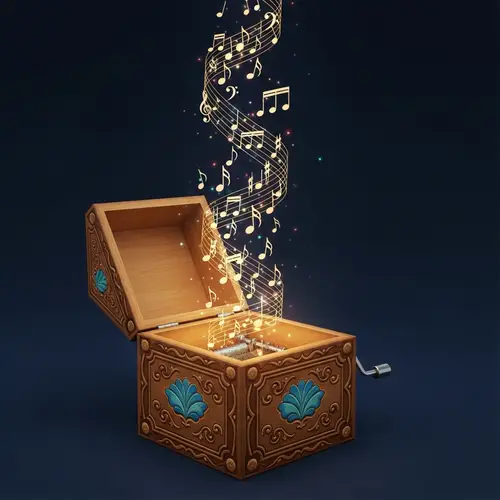 Magical Music Box with Dancing Notes
