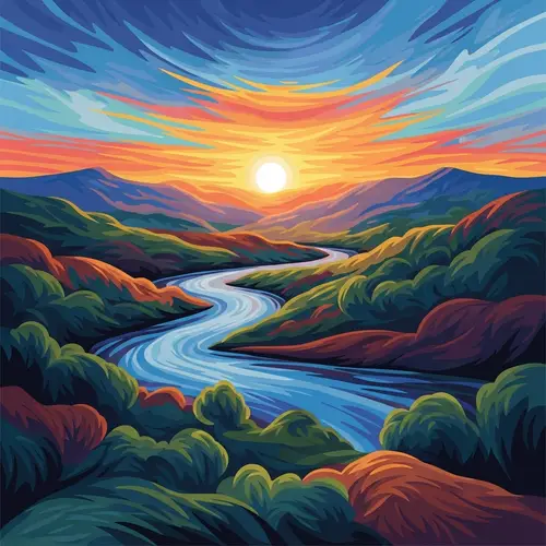 Vibrant Minimalist Abstract Landscapes