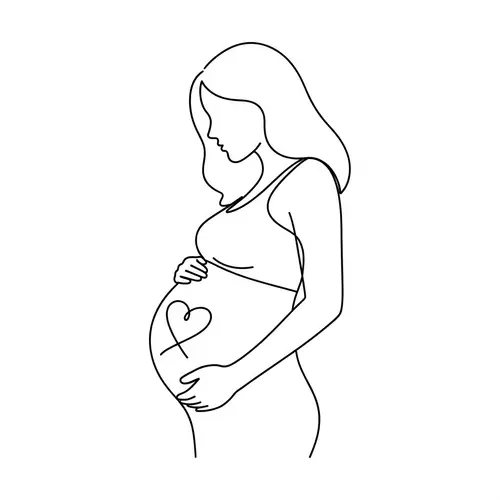 Minimalist Pregnant Woman Illustration with Heart Belly