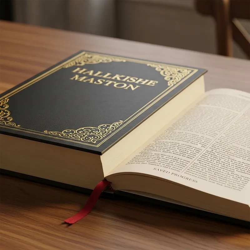 Vintage Hardcover Book on Wooden Table