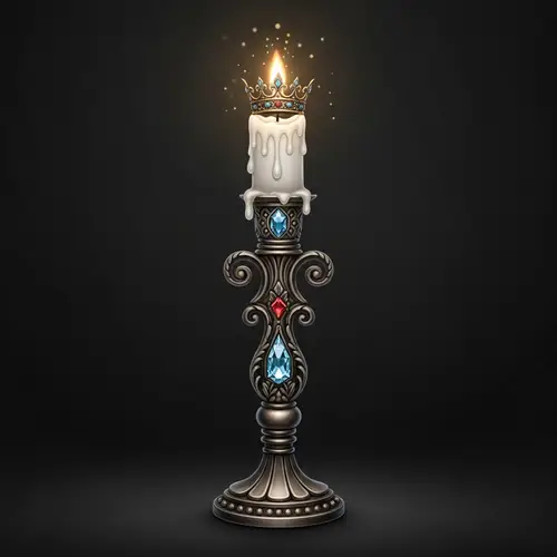 Majestic Candlestick with Golden Crown | Antique Decor