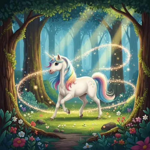 Meet Sparkle: A Young Unicorn in a Magical Forest