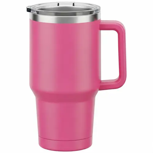 Pink Tumbler Cup with Sturdy Handle - Elegant Design