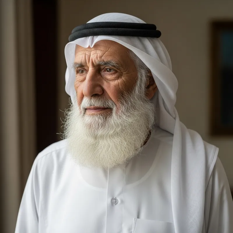 Arab Elderly Man in Traditional Attire with Wisdom and Dignity