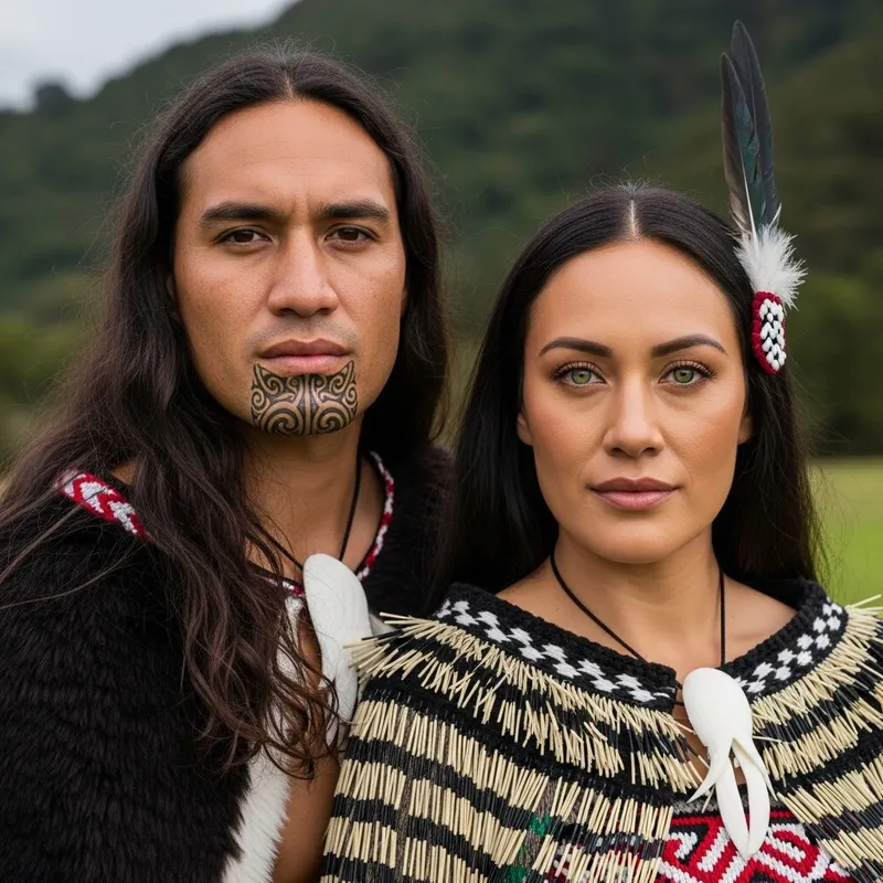 Captivating Maori Culture Portrait in Green Landscape
