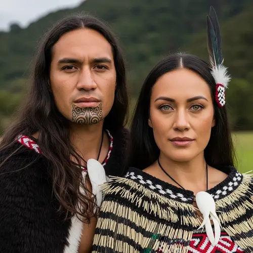Vibrant Maori Culture Portrait in Lush Landscape