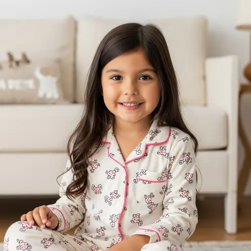 Young Girl in Pajamas - Trendy Sleepwear Collection