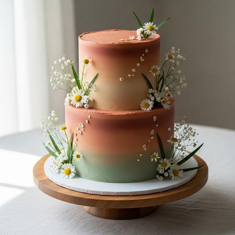 Elegant 2 Tier Birthday Cake in Earthy Tones Elegant 2 Tier Birthday Cake in Earthy Tones