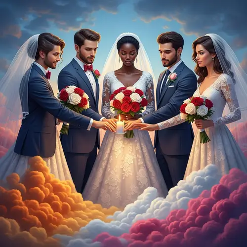 Intricate 8k Image of Multicultural Wedding Scene with Unity Candle
