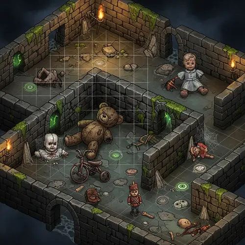 Creepy Dungeon Grid Map for Tabletop RPG: Eerie and Mysterious