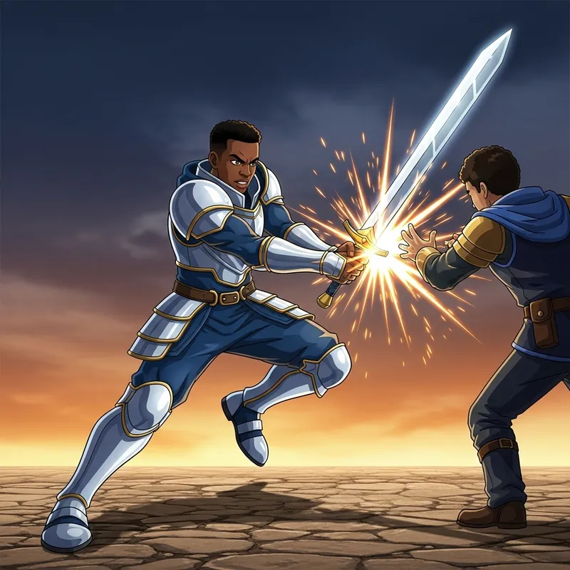 Courageous Black Warrior in Action - Thrilling Animation Sequence