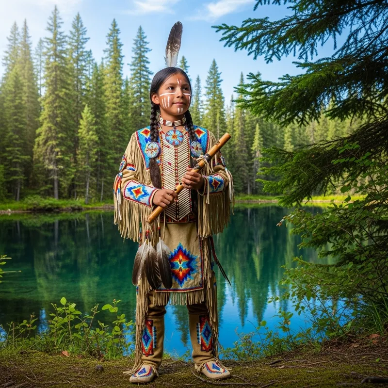 Native American Boy in Traditional Attire