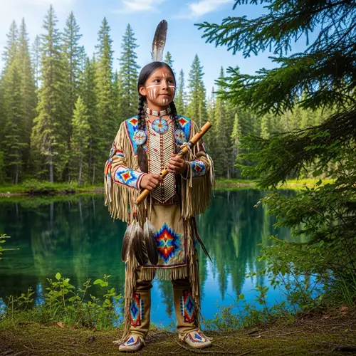 Native American Boy in Traditional Attire