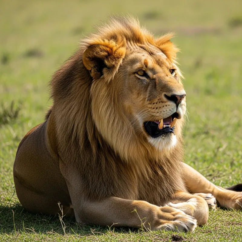 Majestic Lion on Savannah Grass | Golden Coat | Regal Mane