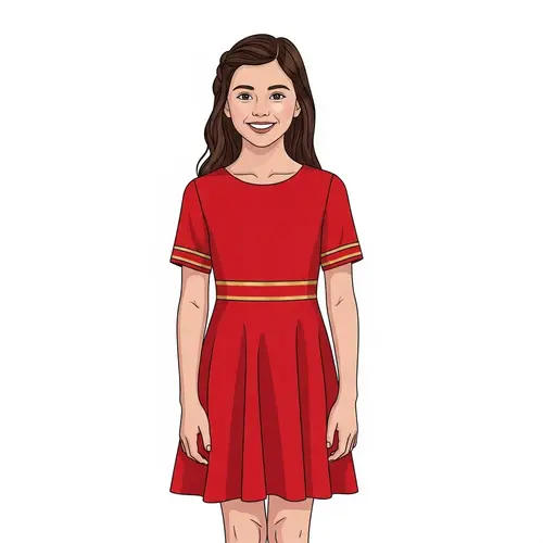 Elegant Red and Gold Dress for 12-Year-Old Girl