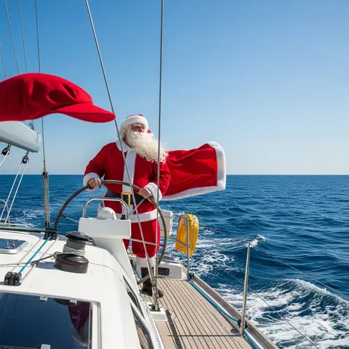 Festive Christmas Figure on Sailing Yacht