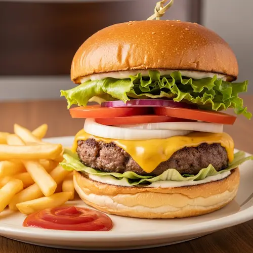 Delicious Burger with Succulent Patty and Melted Cheese