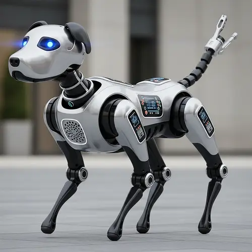 Robotic Dog with Metallic Silver Body