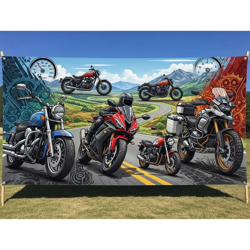 Vintage and Modern Motorcycles Banner Vintage and Modern Motorcycles Banner