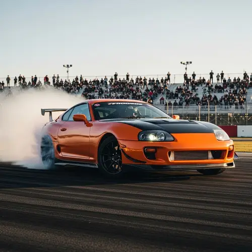 Vibrant Orange & Black Supra MK4 Drifting | Race Course