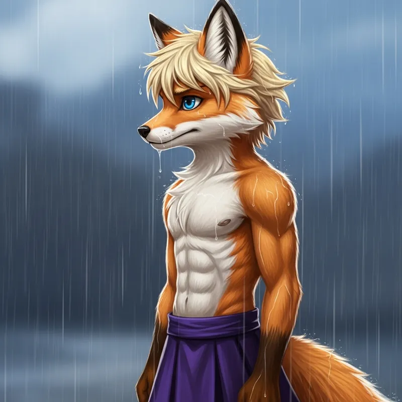 Rainy Fox Boy: Blue Eyes & Blonde Hair - Anthropomorphic Details