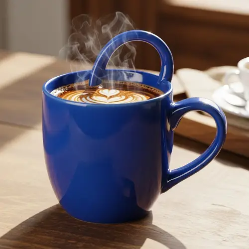 Symmetrical Ceramic Coffee Mug with Cobalt Blue Glaze
