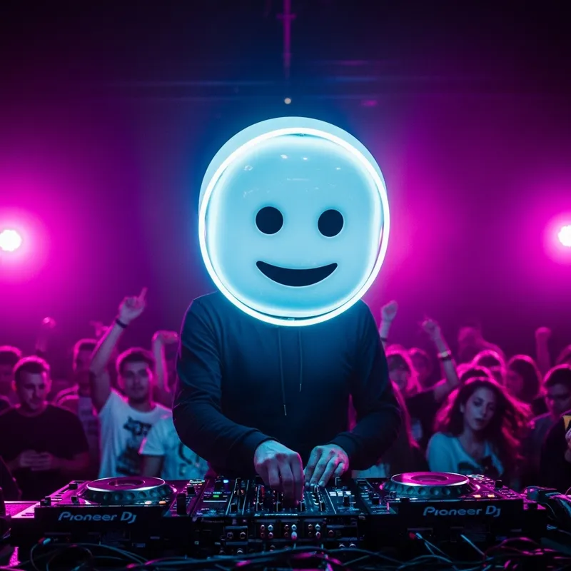 Energetic DJ Performance in Neon Lights with Marshmello Vibes Energetic DJ Performance in Neon Lights with Marshmello Vibes