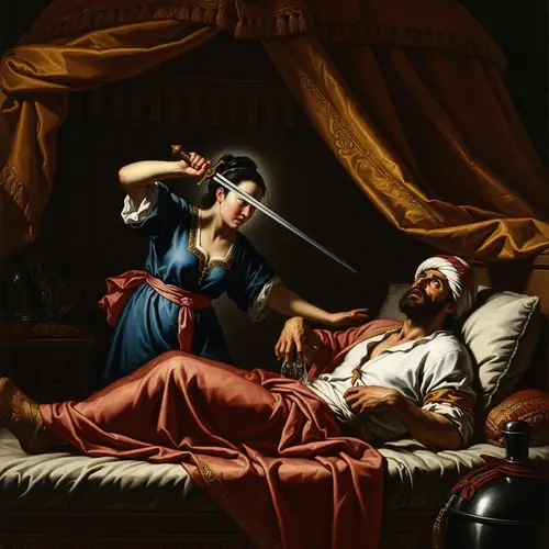 Judith and Holofernes: Dramatic Chiaroscuro Art