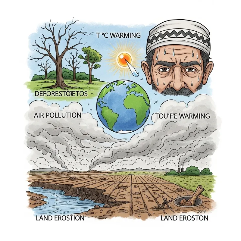Climate Change Effects in Pakistan - Detailed Illustration