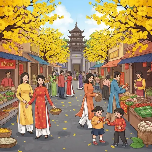Vietnamese New Year (Tet) Celebrations: Scenes of Joy & Tradition