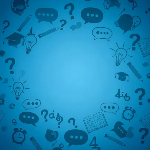 Educational Themed Blue Quizzing Symbols Background