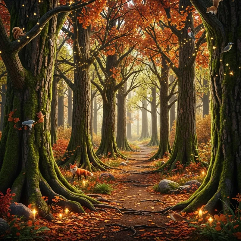 Enchanted Forest Vintage Scene