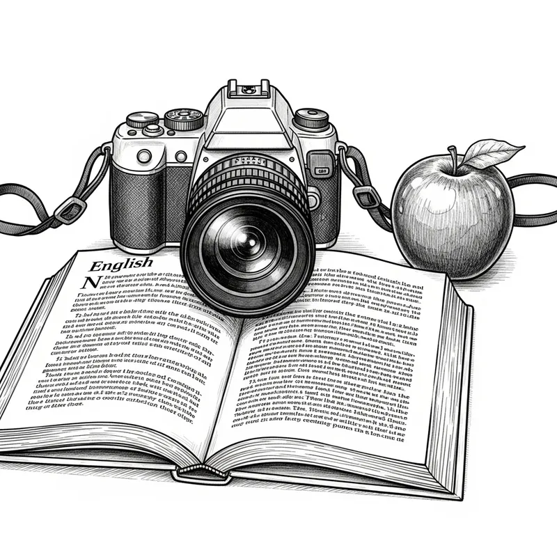 Photography and English Teaching: Black and White Sketch with Apple