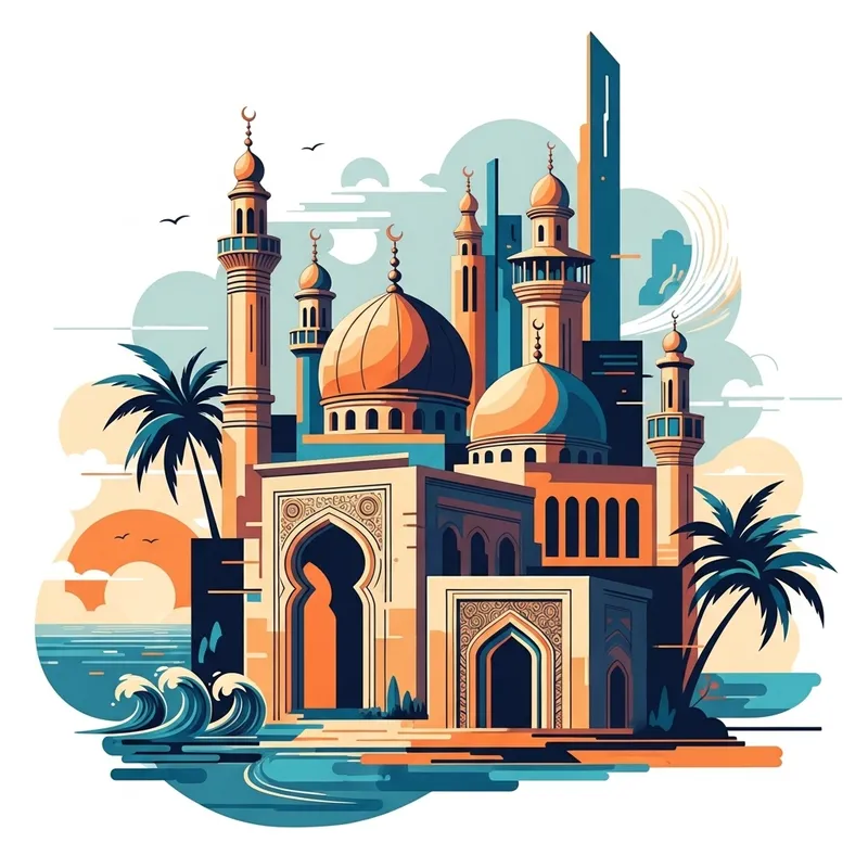 Gaza Cityscape Abstract Art | Vivid Colors & Tranquil Scenes