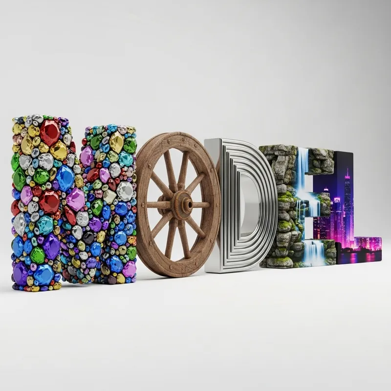 3D Model with Gemstones, Antique Wheel, Silver Maze & More