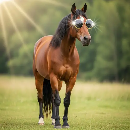 Cool Horse with Sunglasses in a Meadow