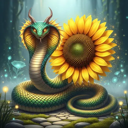 Snake Dragon Sunflower Creature - Unique Amalgamation