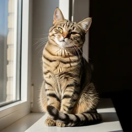 Happy Domestic Cat Enjoying Sunlight | Cute Cat Photo