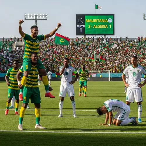 Intense Soccer Match: Mauritanian Team Dominates Algerian Team